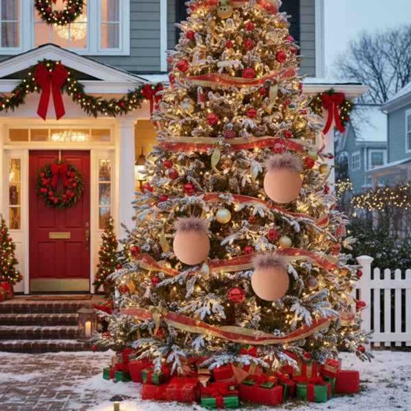 4PCS Glass Christmas Ball Ornaments - Brown Shiny Holiday Tree Decorations (4.7 inch) - DropOnline.co