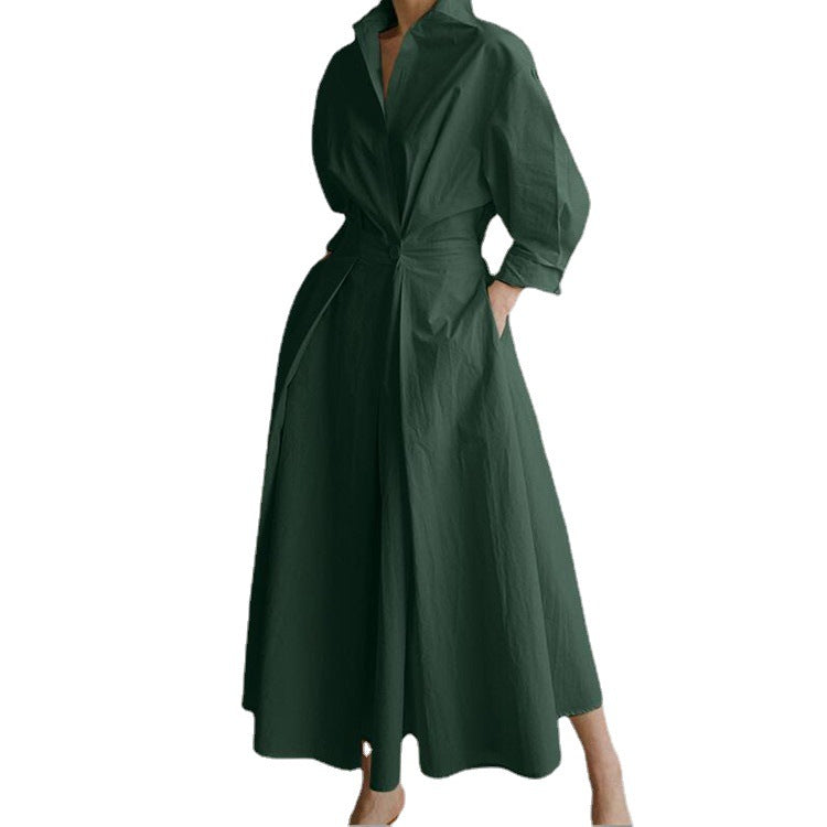 Collared shirt with loose cuffs sleeveless dress