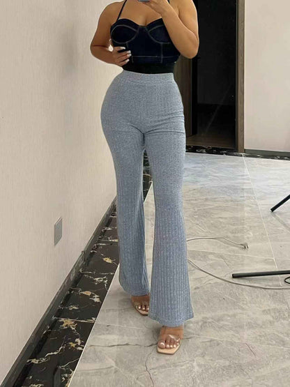 Women's Solid Color Casual Mid-rise Flare Pants