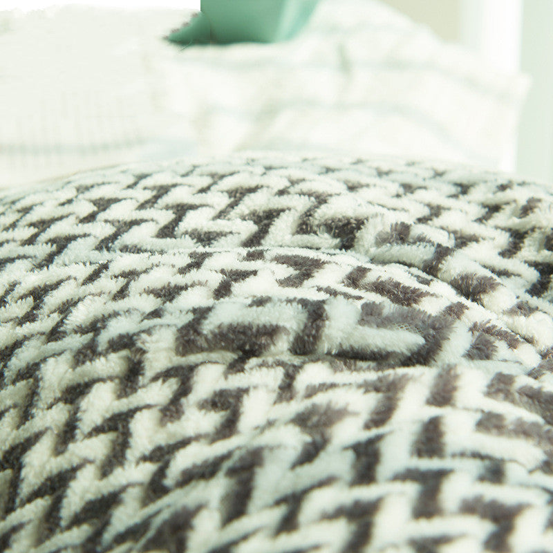 Herringbone Double-sided Plush Car Cushion Sofa Cushion
