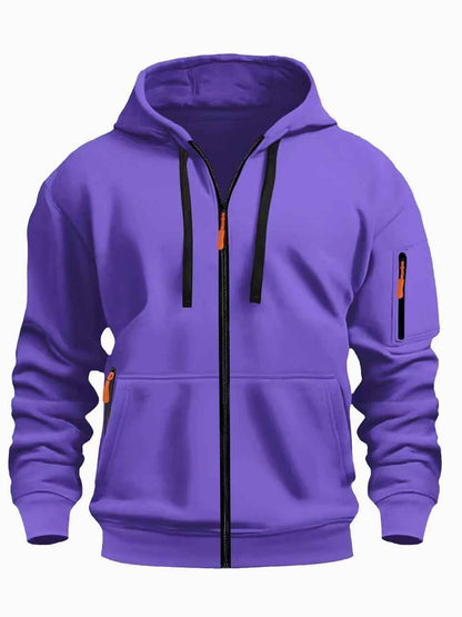 Men's Zipper Hooded Sweatshirt - Sports Casual Cardigan Jacket