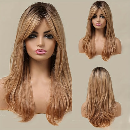 Elegant And Heat-resistant, Non-toxic Wig With Long Curly Hair And Waves, Synthetic Wig With Bangs, Daily Wig, Suitable For The Whole Scene. - DropOnline.co