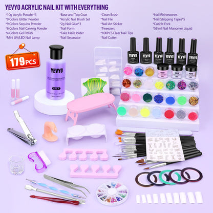 Acrylic Nail Kit With UV, 4 Color Gel Polishing Kit - DropOnline.co