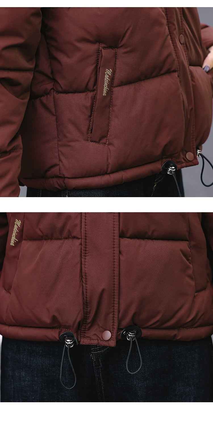 Winter Down Cotton Jacket With Stand Collar Women's Short Style