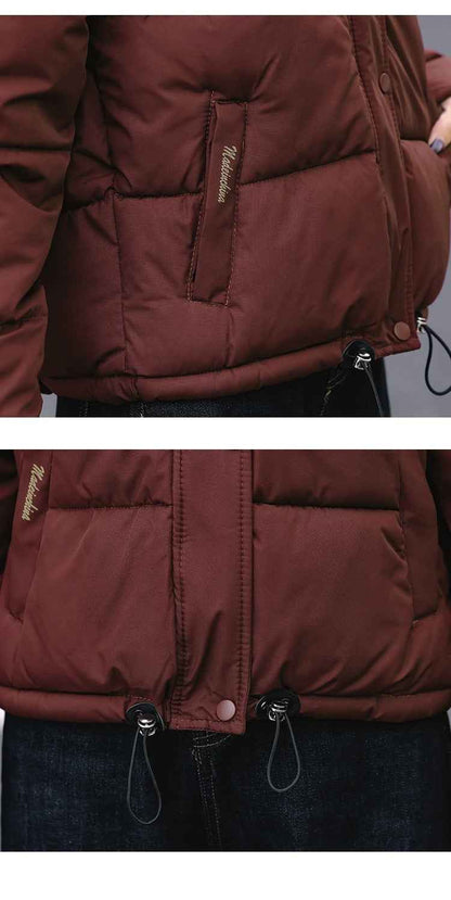 Winter Down Cotton Jacket With Stand Collar Women's Short Style