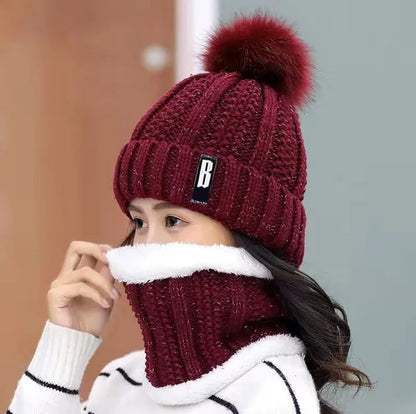 Winter Beanie Hat Scarf Set Women Warm Knitting Skull Cap - DropOnline.co