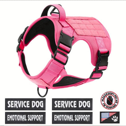 Hiphoppet US Local Tactical Service Dog Harness Vest Adjustable Reflective No Pulling Large Dog Harness With Metal Buckle - DropOnline.co