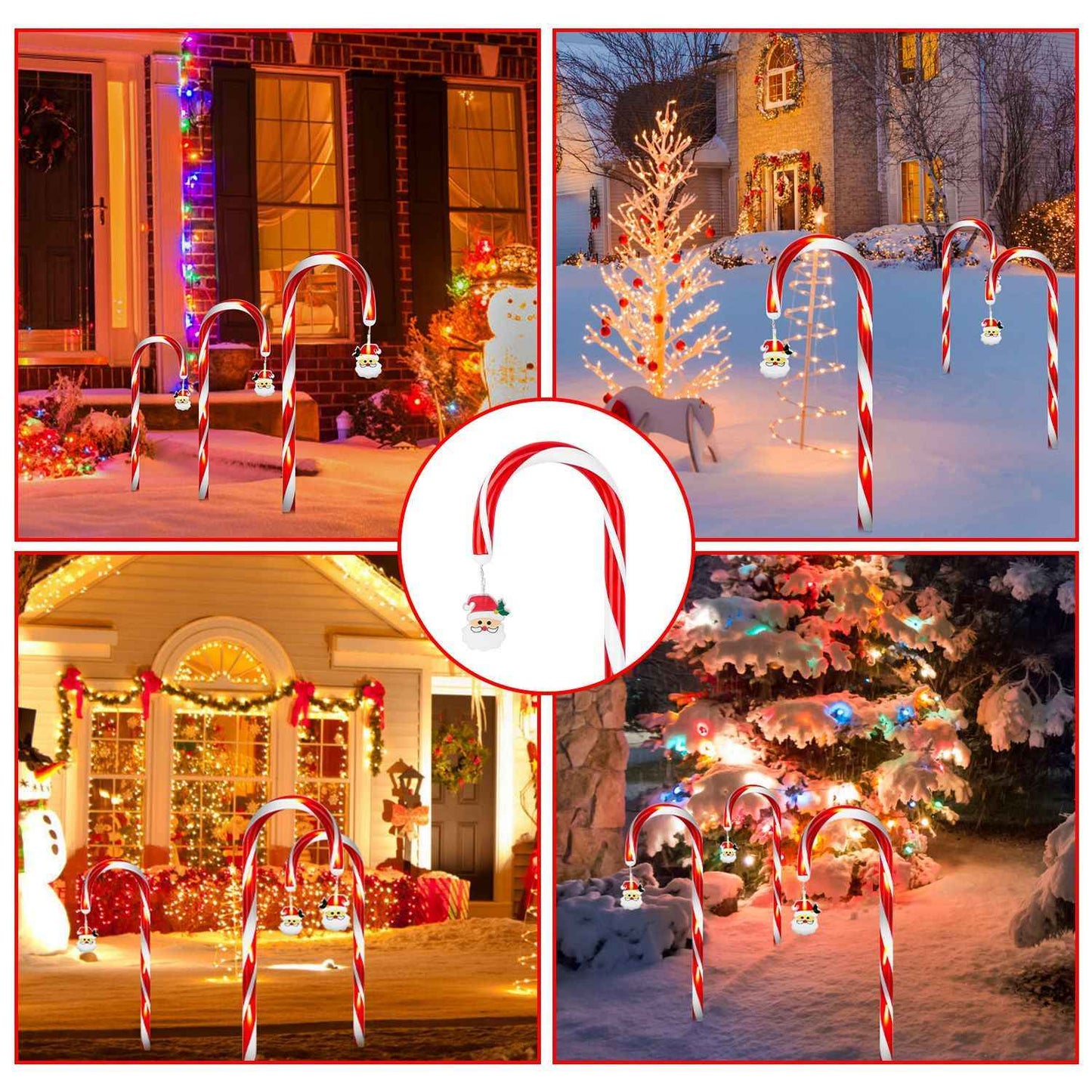 Solar Christmas Candy Cane Lights - 12 Candies 72LEDs IP44 Waterproof 8 Modes - DropOnline.co