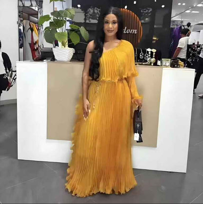 Fashionable One-shoulder Elegant Evening Dress