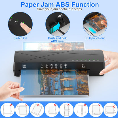 1Pc 13Inch Laminator Machine Hot And Cold Mode A4 Personal Thermal Laminator With ABS Function 60S Warm Up Time 30Mins Auto Off For Home Office School Business - DropOnline.co