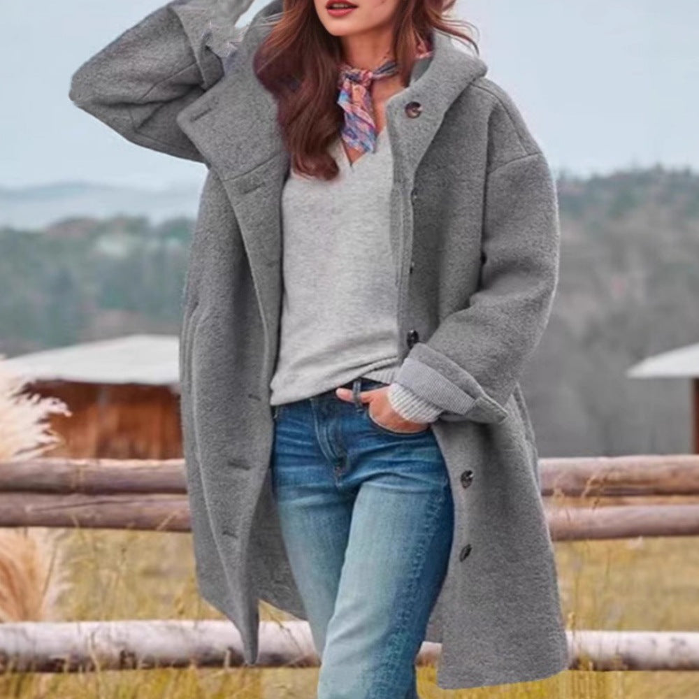 Women's Casual Hooded Lapel Windbreaker