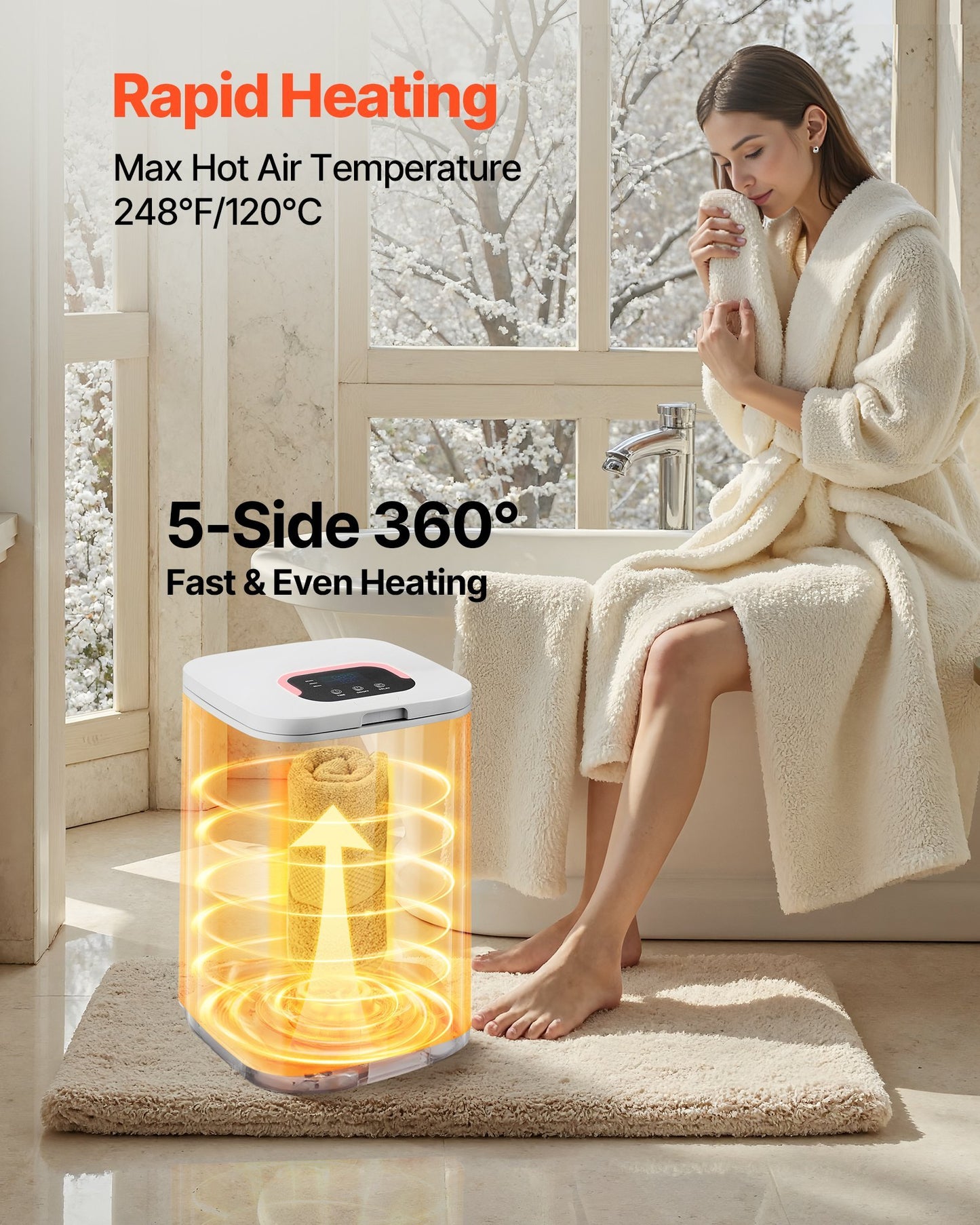 20L Towel Warmer Bucket, Towel Warmer With 24H Delay Timer, Child Lock & Auto Shut Off Towel Heater, LED Display & U-shaped Light, Towel Warmer For Bathroom, Spa, Bathrobes, Blankets, Pajama