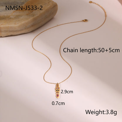 European And American Fashion Special-interest Color Zircon Star Pendant Stainless Steel Necklace - DropOnline.co