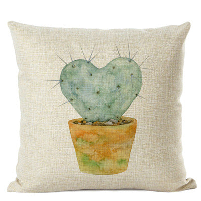 Cactus Cotton Linen Cushion Cover Home Car Interior