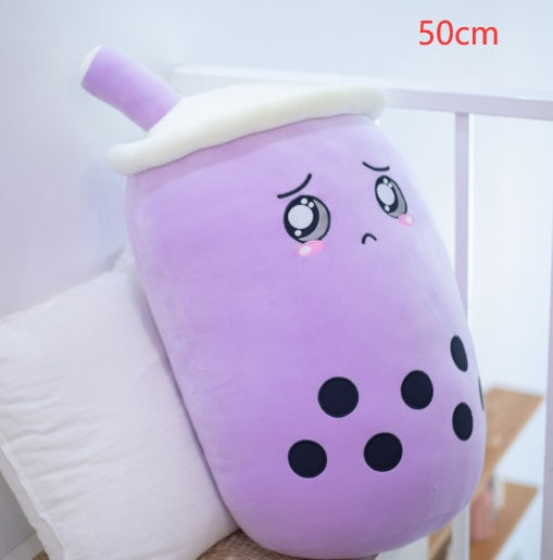 Boba Tea Plush Toy - Cute Strawberry Milk Tea Stuffed Animal Pillow Cushion for Kids