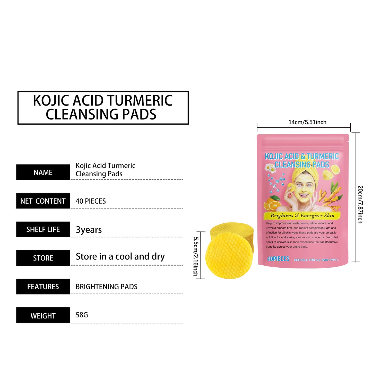 Turmeric Acid Cleansing Pad Gentle Cleansing Skin Care To Reduce Acne Face Brightening Delicate Pores