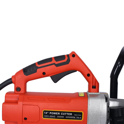 Electric 14  Cut Off Saw Wet Dry Concrete Saw Cutter Guide Roller With Water Line Attachment 3000w With Blade