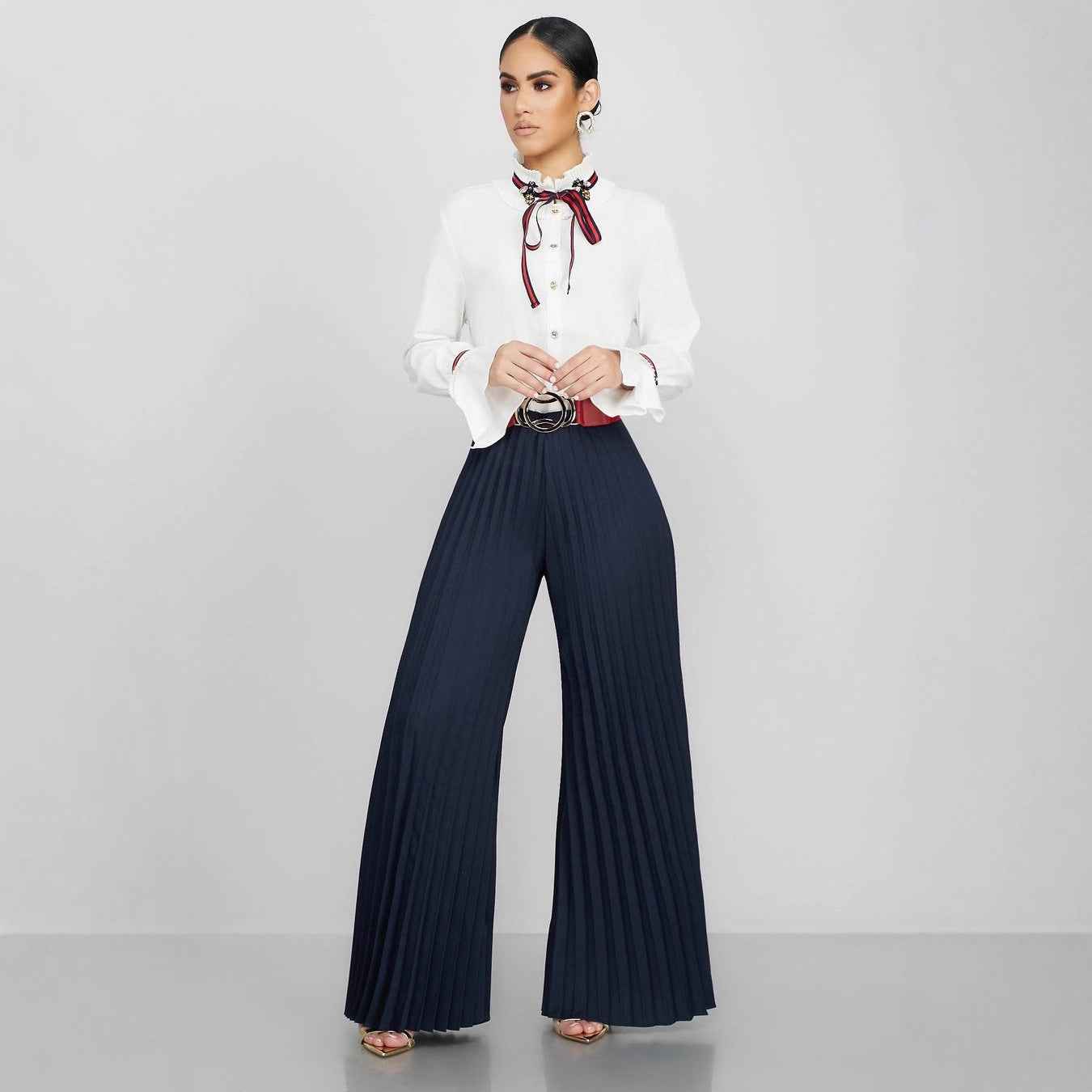 Fashionable Casual Pleated Wide-leg Women's Pants