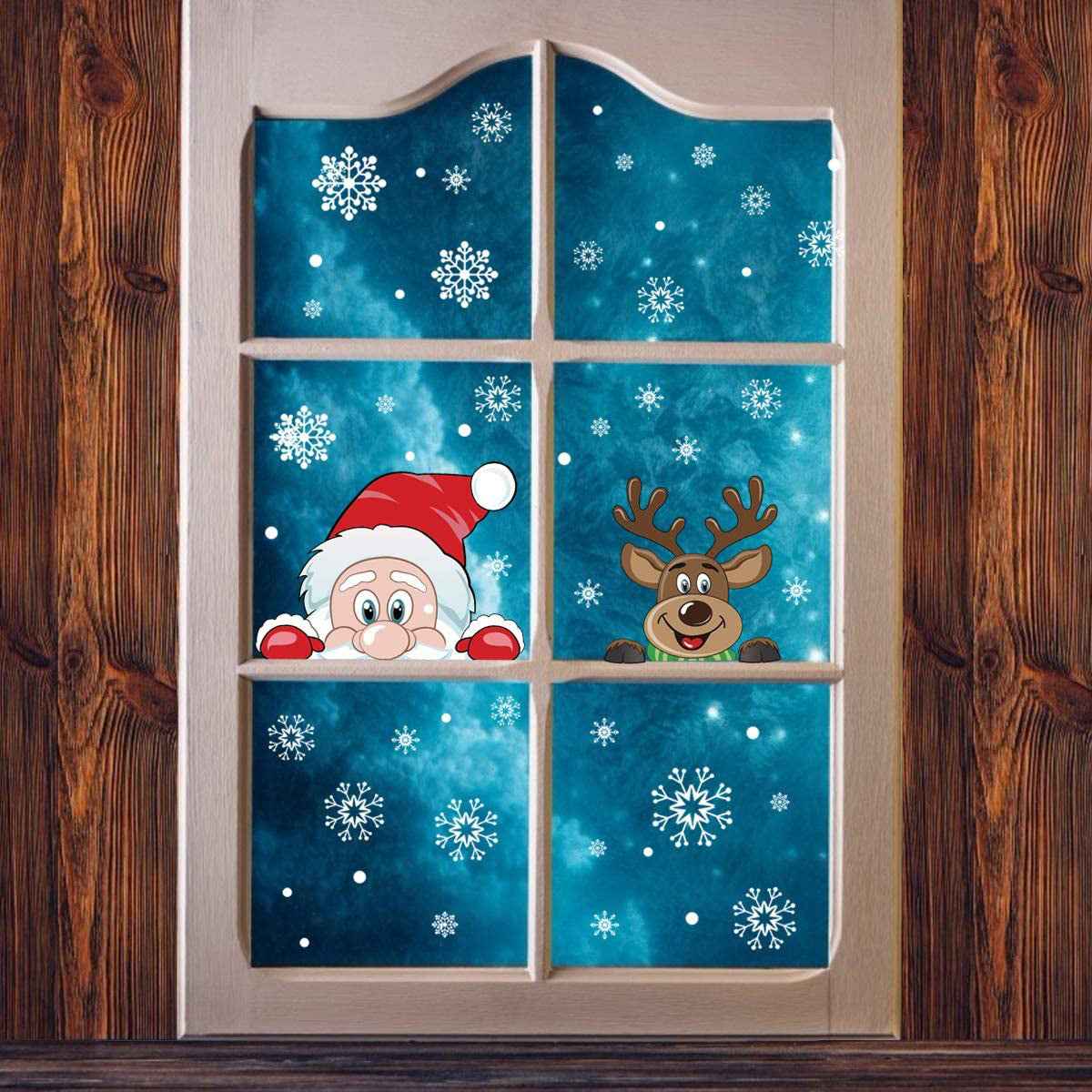 4 Sheets Christmas Snowflake Window Clings - Reusable Double Sided Static Stickers - DropOnline.co