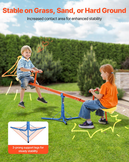 Kids Seesaw 100 Lbs Capacity 360 Degrees Rotating Teeter Totter Aged 3+