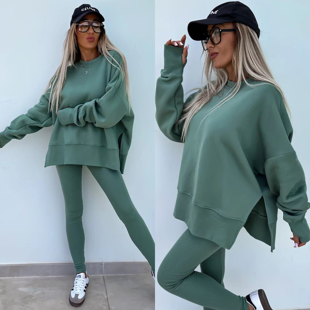Women's Casual Sweatshirt and Pants Set - Comfortable Loungewear Outfit