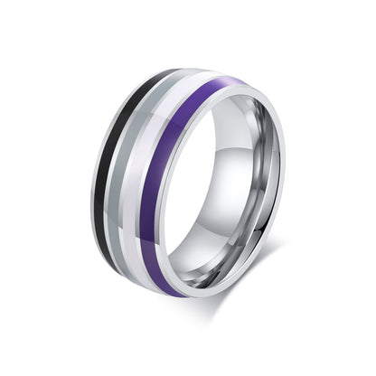 Ring Color 8mm Men's Same Color Flag Ring Foreign Trade Jewelry Wholesale Rainbow Color - DropOnline.co