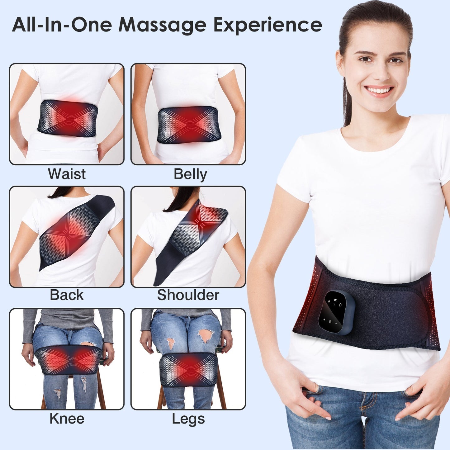 1Pc Lower Back Massager Heating Pad Cordless Heating Pad With Air Compression Vibration For Back Belly Waist Shoulder Pain Relief