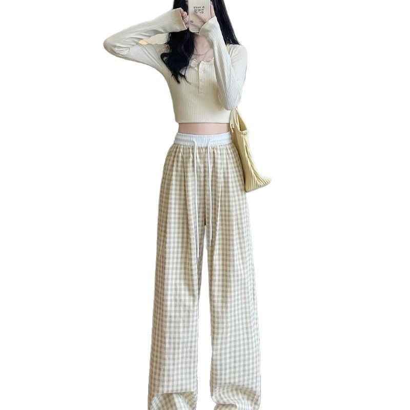 Women's Thin High-Waist Drape Straight Versatile Casual Pants