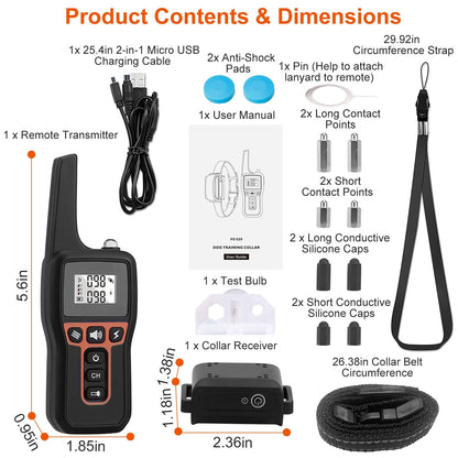 Train Collar OR Receiver Only Options - 3280FT Dog Training Collar IP67 Waterproof Pet Beep Vibration Electric Shock Collar 3 Channels Rechargeable Transmitter Receiver Trainer With Flashlight - DropOnline.co