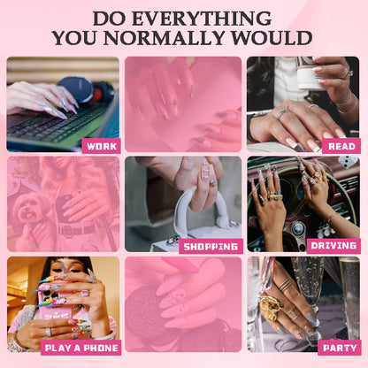 GGDDSHA Nails 10pcs Handmade Press On Nails -GlitterGold Diamond Extra Long Stiletto Reusable Gel UV FinishedFalse Nails, Designer Fashion 3D Hand-painted Nails ,Diamond Zebra - DropOnline.co