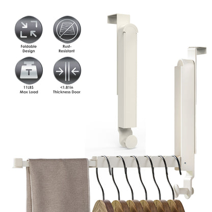 2Pcs Over The Door Hanger Hooks For Clothes Foldable Clothes Drying Rack For Laundry Coats Towels Portable Clothing Hanger Hook For 1.81In Thickness Door Maximum - DropOnline.co