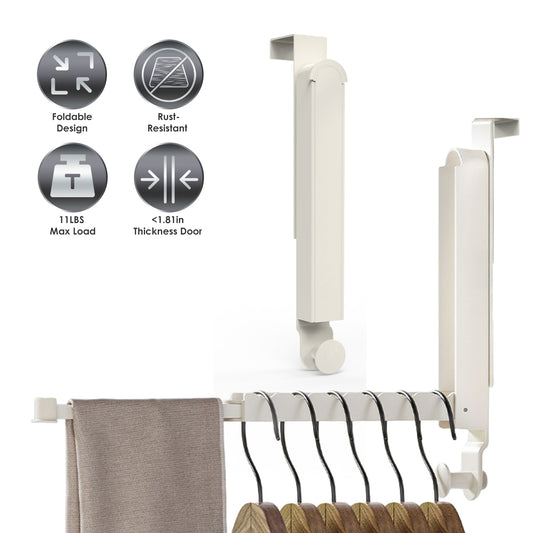 2Pcs Over The Door Hanger Hooks For Clothes Foldable Clothes Drying Rack For Laundry Coats Towels Portable Clothing Hanger Hook For 1.81In Thickness Door Maximum