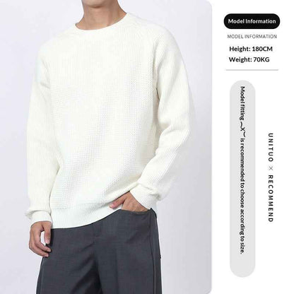 Men's Round Neck Sweater With A Light Luxury And High-end Casual Feel