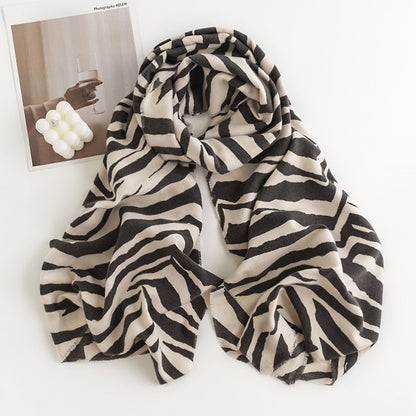 Leopard Print Artificial Cashmere Scarf Women's Warm Scarf Winter - DropOnline.co