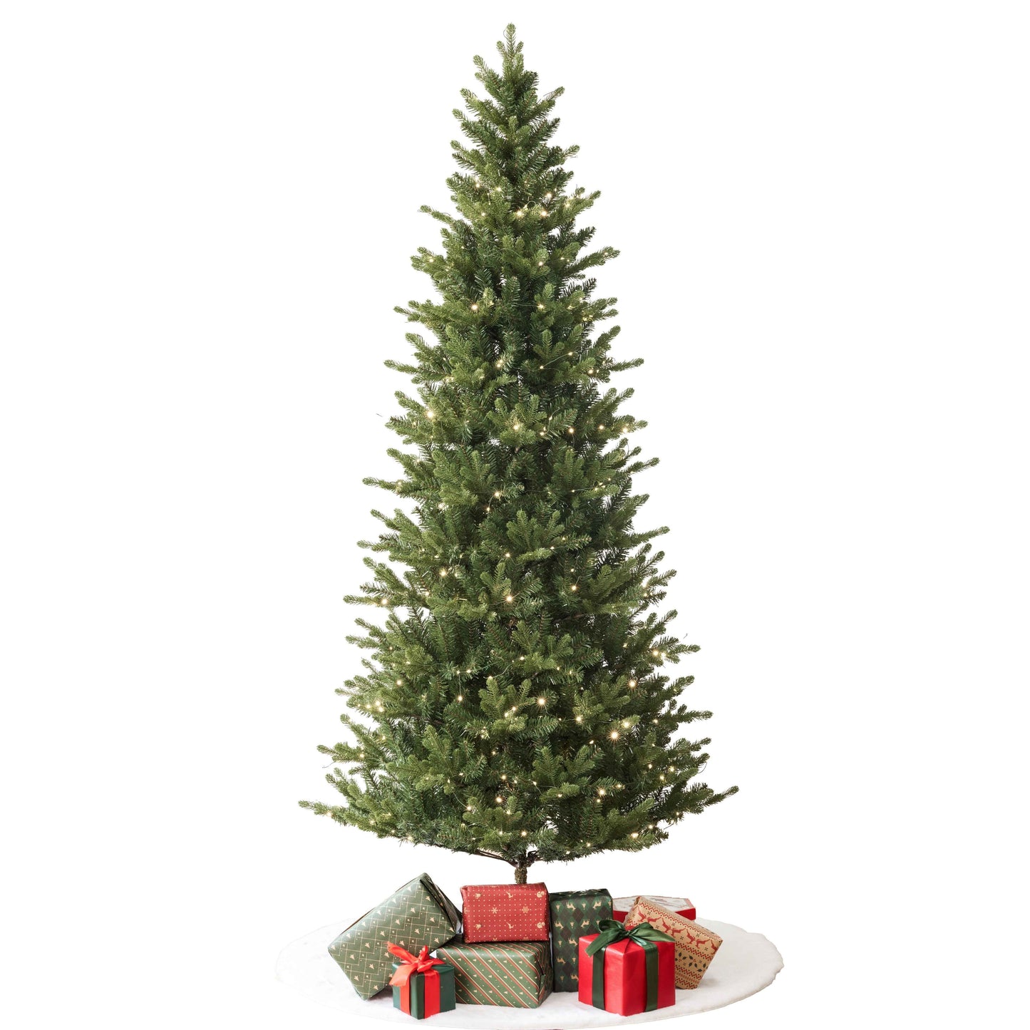 Aspen Slim Fir 7.5ft Christmas Tree Pre-Lit Artificial With 4,570 Branch Tips & 1,555 Low-Voltage Warm LED Lights, Foldable Stand & Realistic Flame-Resistant Branches