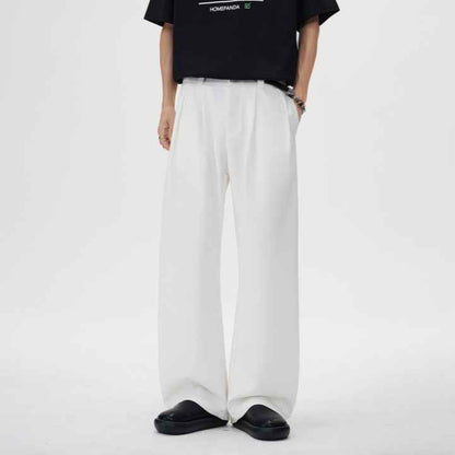 Bamboo Textured Curved Knife Casual Pants With Drape And Floor-sweeping Style