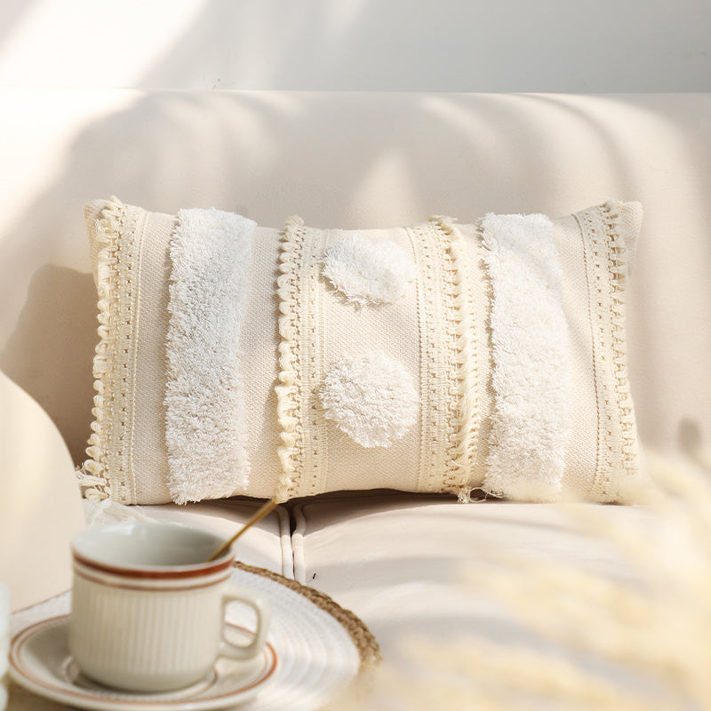 Pillowcase Tufted Pillow Solid Color Cover Waist Cushion