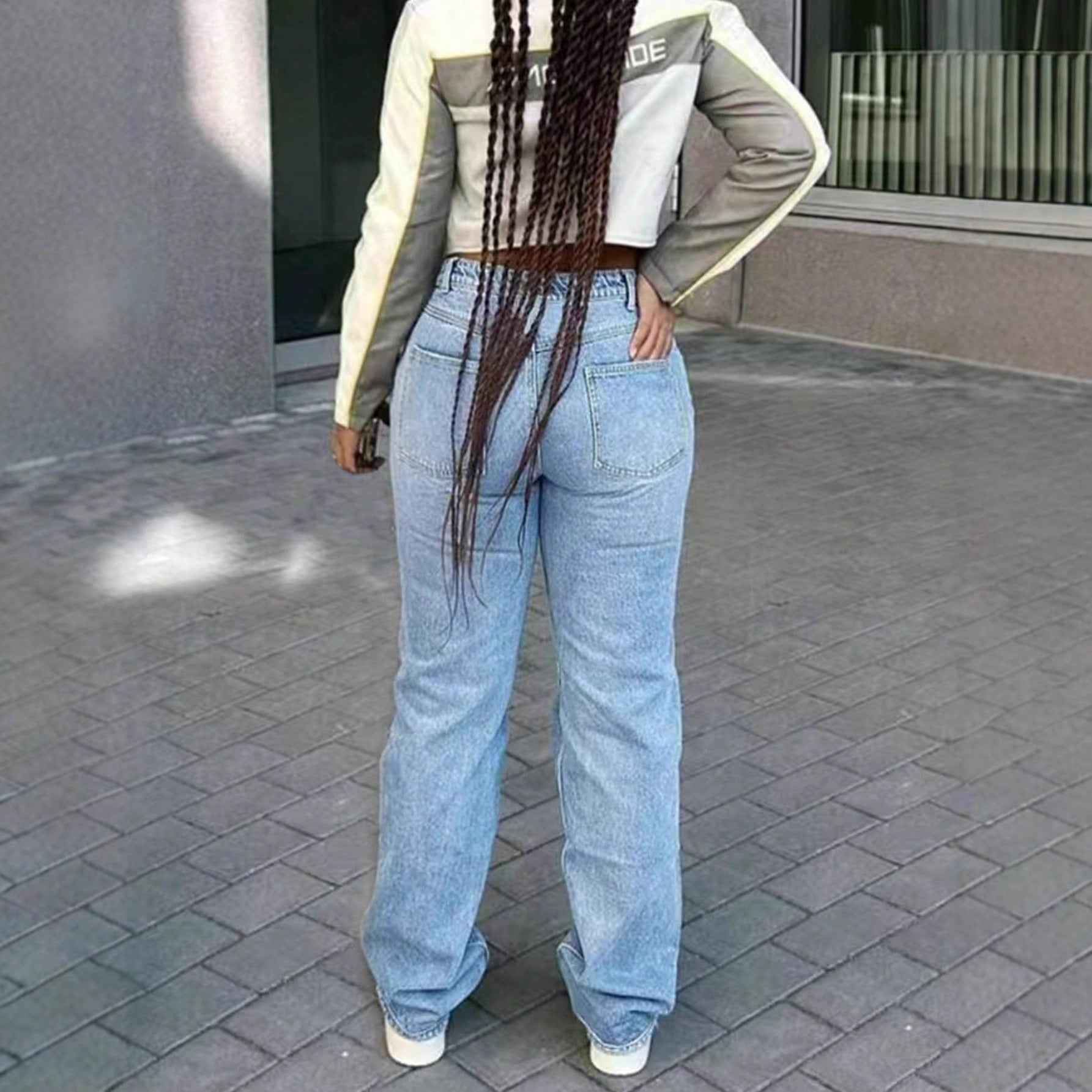 Elegant Elegant Party Rhinestone Women Wide-leg Jeans