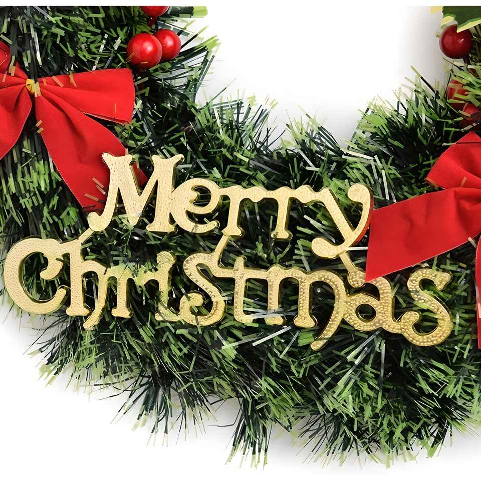 20-inch Bell-style Christmas Wreath - Warm Light & Colored Light Options - DropOnline.co