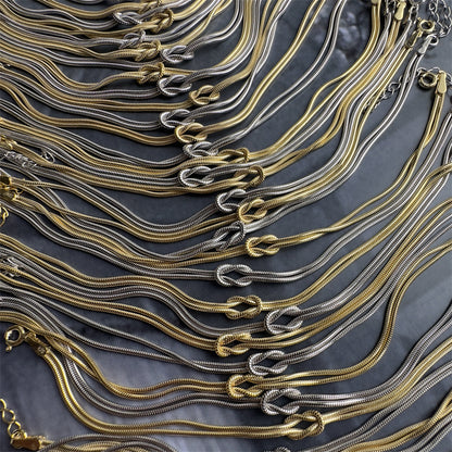 Stainless Steel Valentine's Day Knot Snake Chain Necklace Hand Knotted Bracelet - DropOnline.co