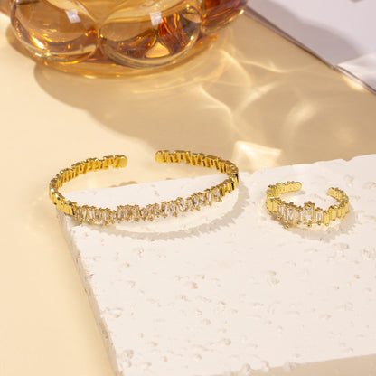 2pcs Fashionable Women's Cubic Zirconia Decorative Wristband, Irregularly Inlaid With Open Wristband Rings, Suitable For Matching With Daily Clothing - DropOnline.co