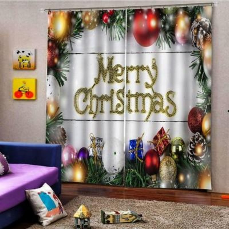 Christmas Pattern Home Decoration Living Room Bedroom Window Curtains