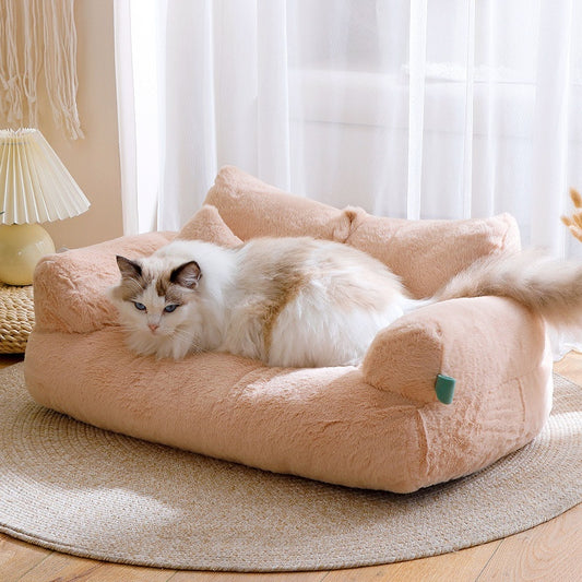 Flannel Warm Large Cat Sofa - Universal Pet Kennel Bed for Cats and Small Dogs