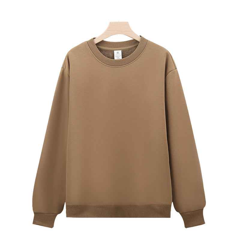 Heavy Chinese Cotton Round Neck Sweater Solid Color Korean Style Loose Casual Long Sleeves