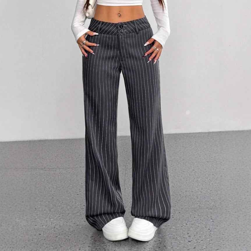 New Women's Korean And Japanese Slim-fit Striped Flared Casual Pants