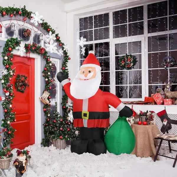 6 FT Lighted Christmas Inflatable - Santa Claus with Large Gift Bag & LED Lights - DropOnline.co
