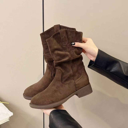 Women's Solid Color Versatile Chunky Heel Ankle Boots