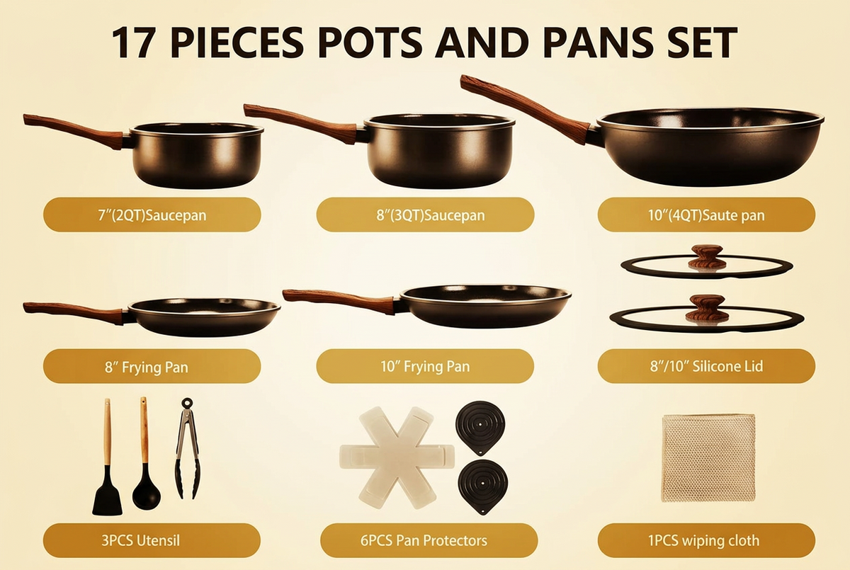 Nonstick Cast Aluminum Pots & Pans Set