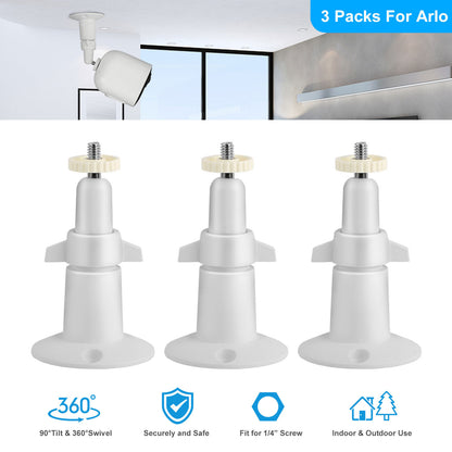 3 Packs  Per Set Security Camera Wall Mount For Arlo 360 Degree Adjustable Camera Holder Garden Patio Screw Mount Universal Fit For  Imperial Standard Screw Interface No Camera - DropOnline.co