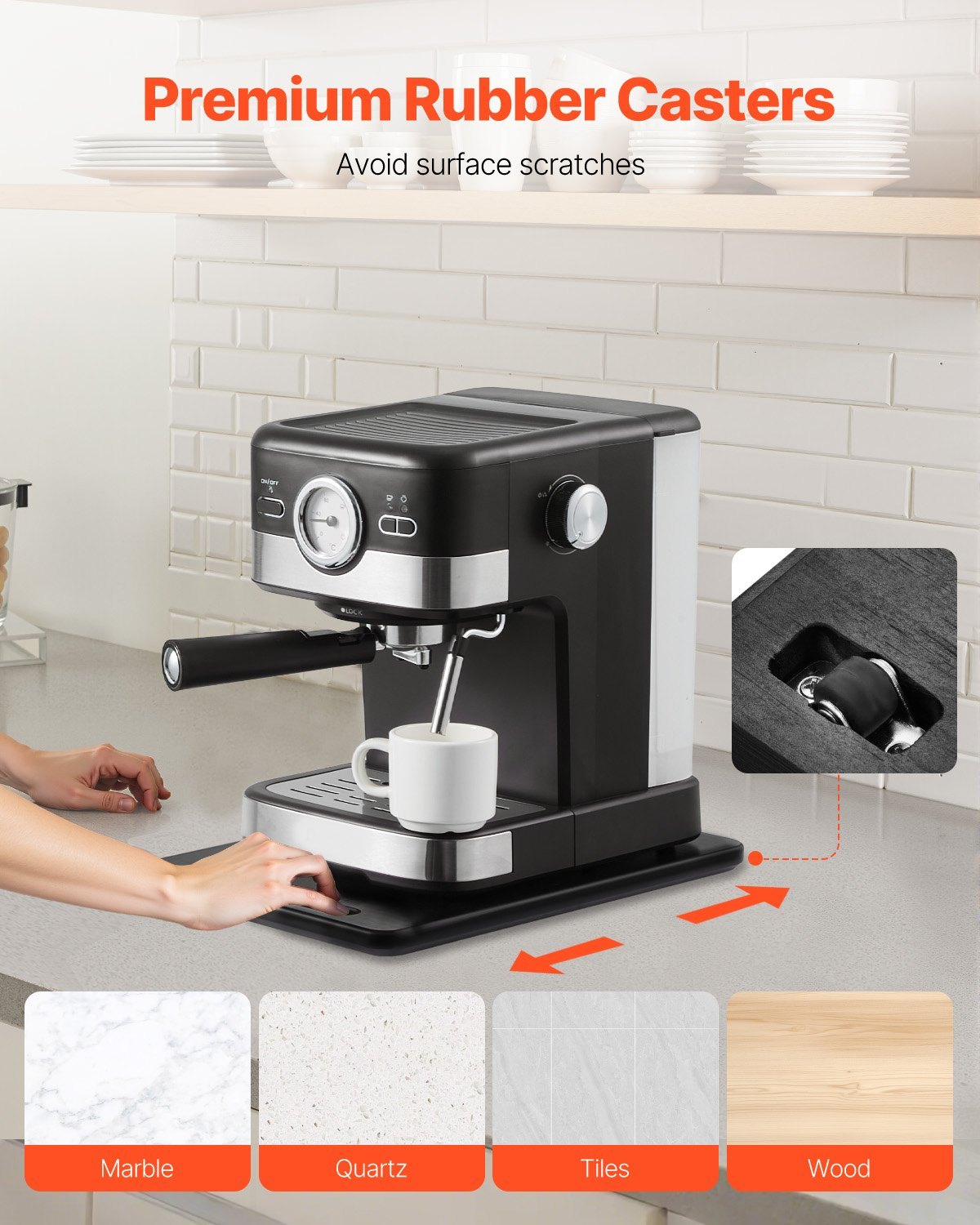 Coffee Maker Appliance Slider - 14x9.5 Inch Under-Cabinet Sliding Tray